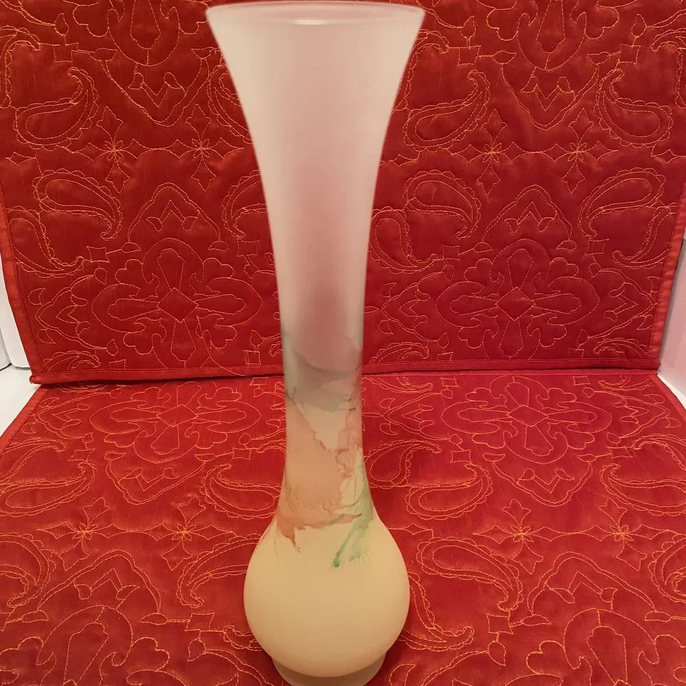 Vintage Ambiente Zwiesel Germany Mouthblown Satin Splatter‎ Colour Glass Vase